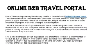 Online B2B travel portal