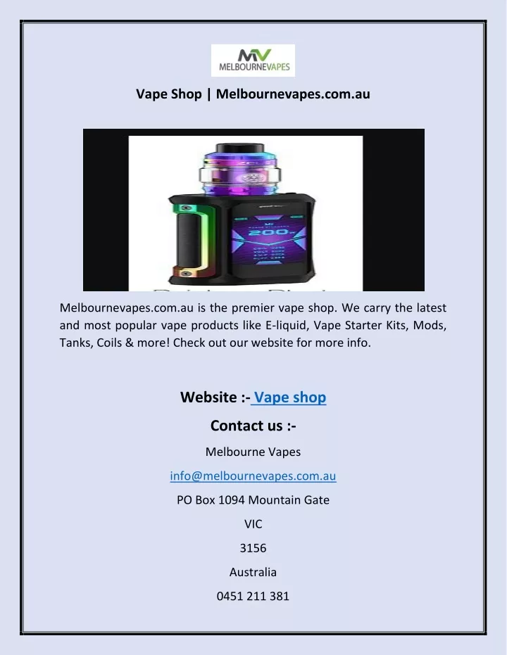 vape shop melbournevapes com au