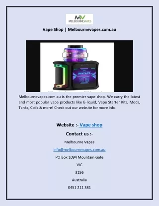 vape shop melbournevapes com au