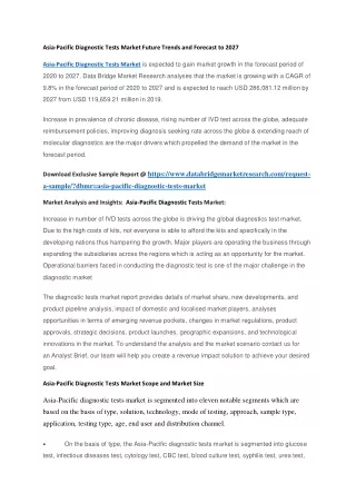 asia pacific diagnostic tests market future