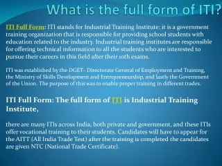 what is the full form of iti