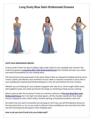 long dusty blue satin bridesmaid dresses