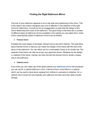 Finding the Right Bathroom Mirror