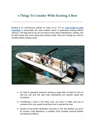 4 things to consider while renting a boat