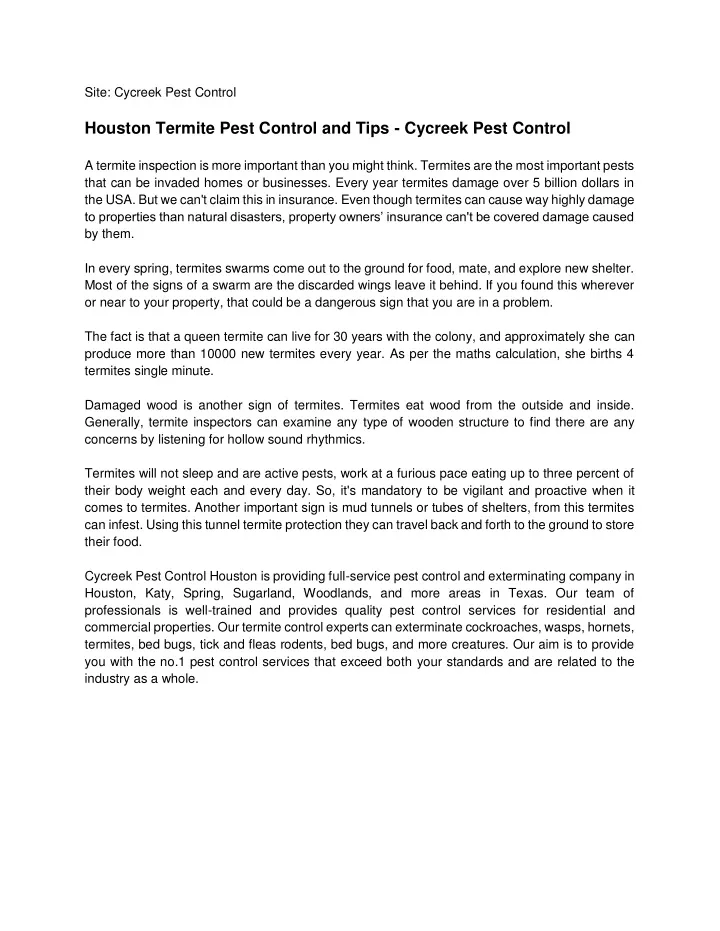site cycreek pest control houston termite pest