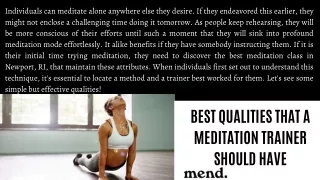 Best Qualities That A Meditation Trainer Should Have