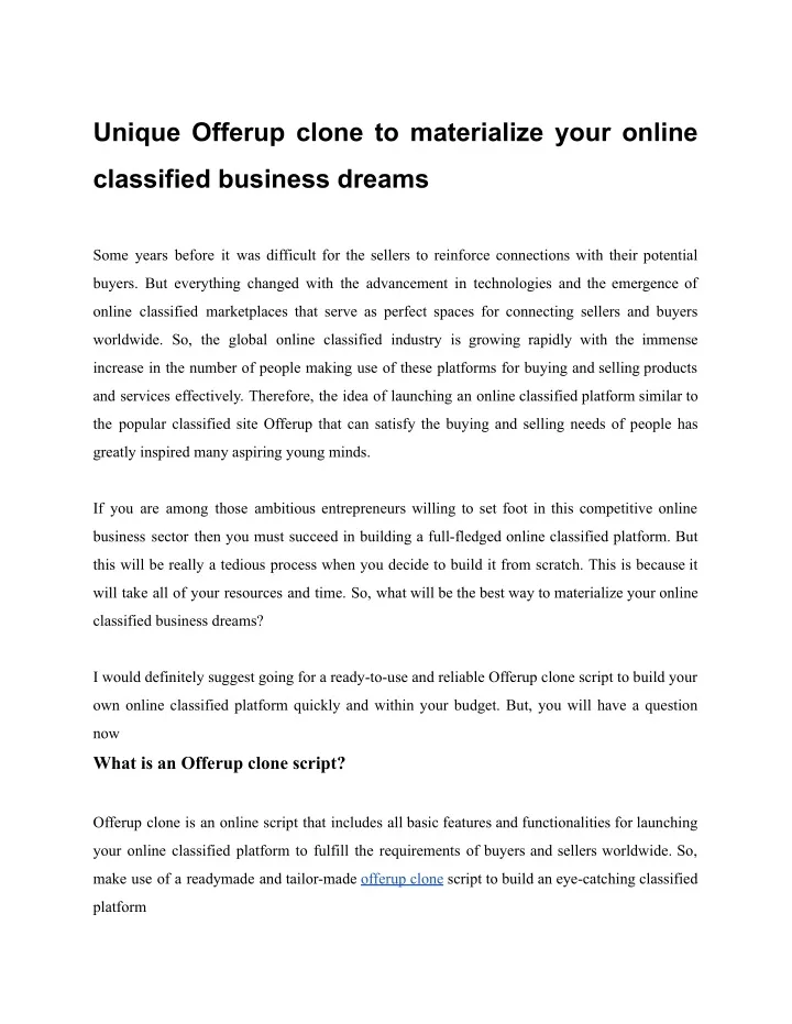 unique offerup clone to materialize your online