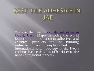 BEST TILE ADHESIVE IN UAE