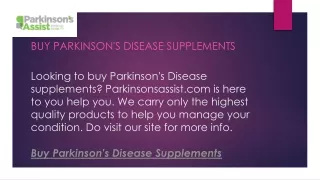 Buy Parkinson's Disease Supplements  Parkinsonsassist.com