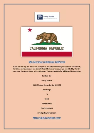 Life Insurance Companies California | Policymutual.com