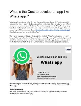 what is the cost to develop an app like whats app