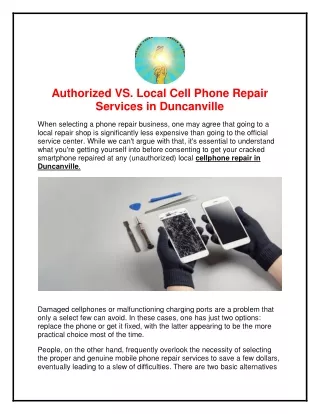 Authorized VS. Local Cell Phone Repair Services in Duncanville
