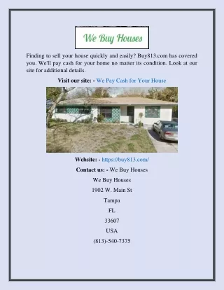 finding to sell your house quickly and easily