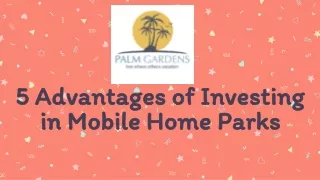 Advantages of Investing in Mobile Home Parks