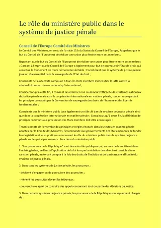 le r le du minist re public dans le syst