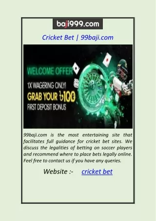 Cricket Bet 99baji.com