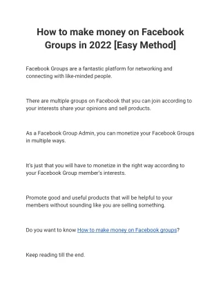 How to make money on Facebook Groups in 2022 [Easy Method]