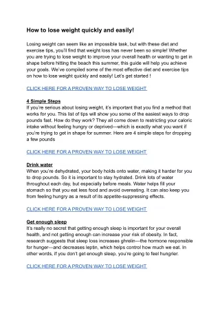 how to lose weight quickly and easily