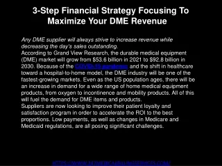 a 3 step financial strategy focusing to maximize your dme revenue