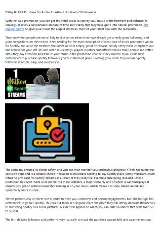 why build a purchase ssr profile to attract