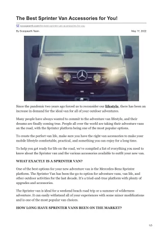 the best sprinter van accessories for you