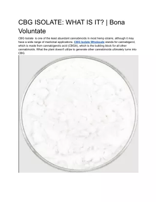 cbg isolate what is it bona voluntate