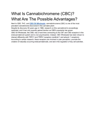 what is cannabichromene cbc what are the possible