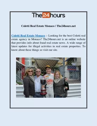 Coletti Real Estate Monaco | The24hours.net