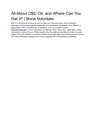 all about cbc oil and where can you get it bona