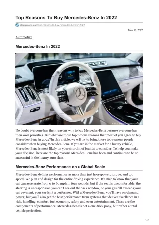 top reasons to buy mercedes benz in 2022
