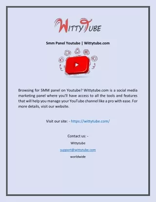 smm panel youtube wittytube com