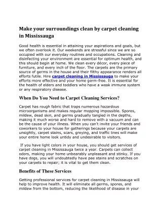 make your surroundings clean by carpet cleaning