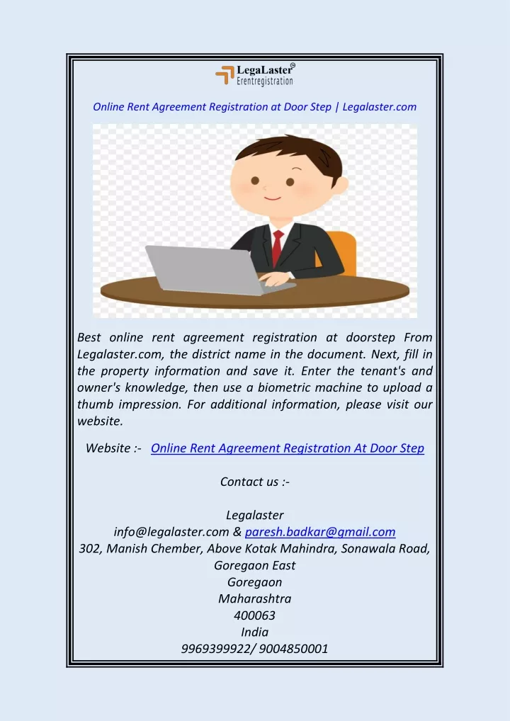 online rent agreement registration at door step