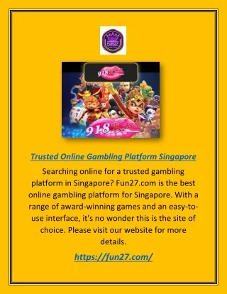 trusted online gambling platform singapore
