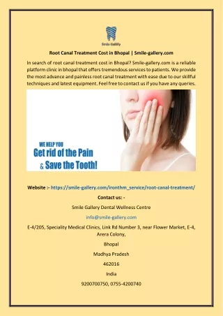 root canal treatment cost in bhopal smile gallery