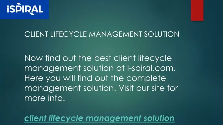 client lifecycle management solution