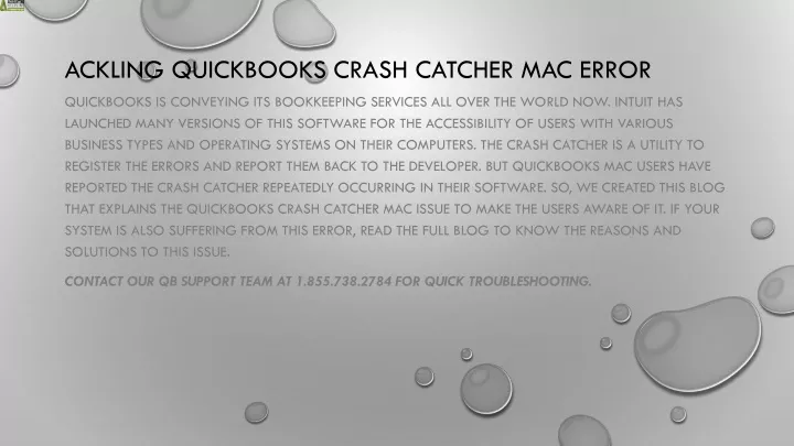 ackling quickbooks crash catcher mac error
