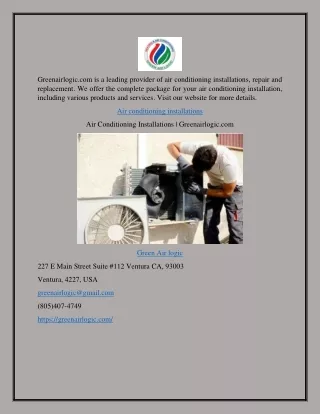 Air Conditioning Installations | Greenairlogic.com