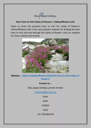 Best Time To Visit Valley Of Flowers  Valleyofflowers.info