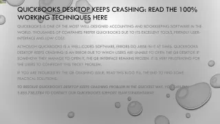 quickbooks desktop keeps crashing read the 100 working techniques here