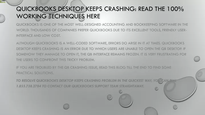 quickbooks desktop keeps crashing read the 100 working techniques here