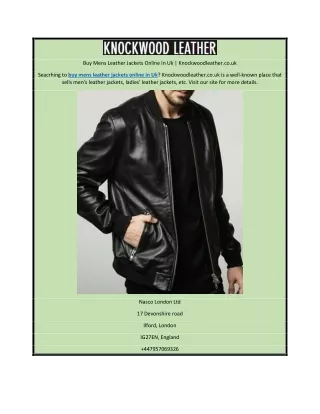 Buy MBuy Mens Leather Jackets Online In Uk | Knockwoodleather.co.uk