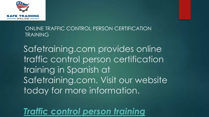 online traffic control person certification training