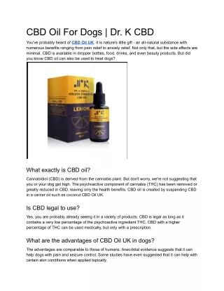 cbd oil for dogs dr k cbd