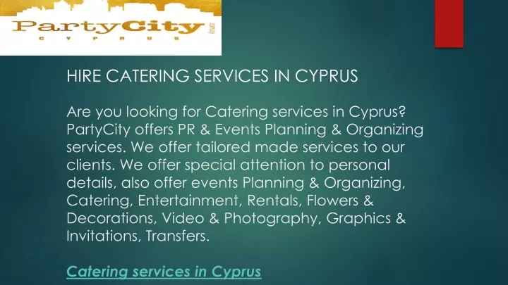 hire catering services in cyprus