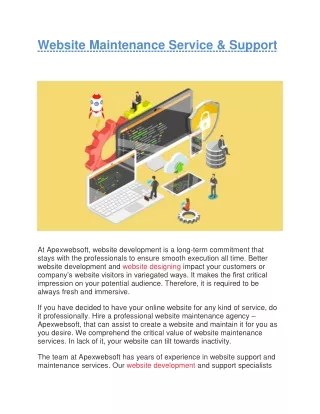 website maintenance service support