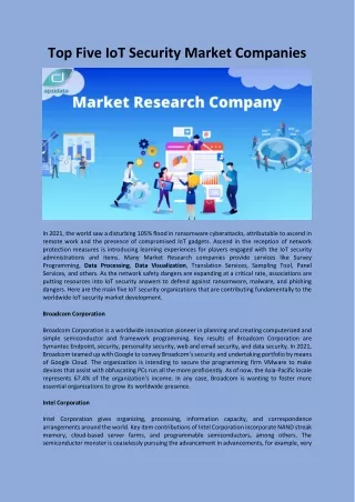 top five iot security market companies