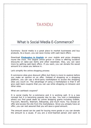 What Is Social Media E-Commerce