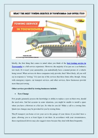 What the best towing service in Toowoomba can offer you