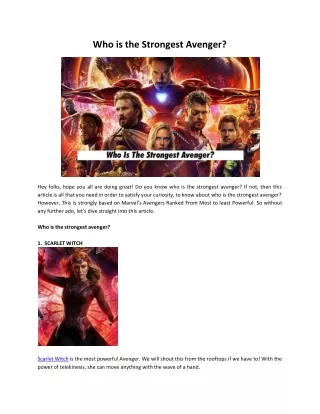 Who is the Strongest Avenger